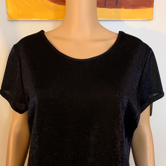 Cinema Etoile Black Shimmer/Shift Short Sleeve Tee - Picture 1 of 5